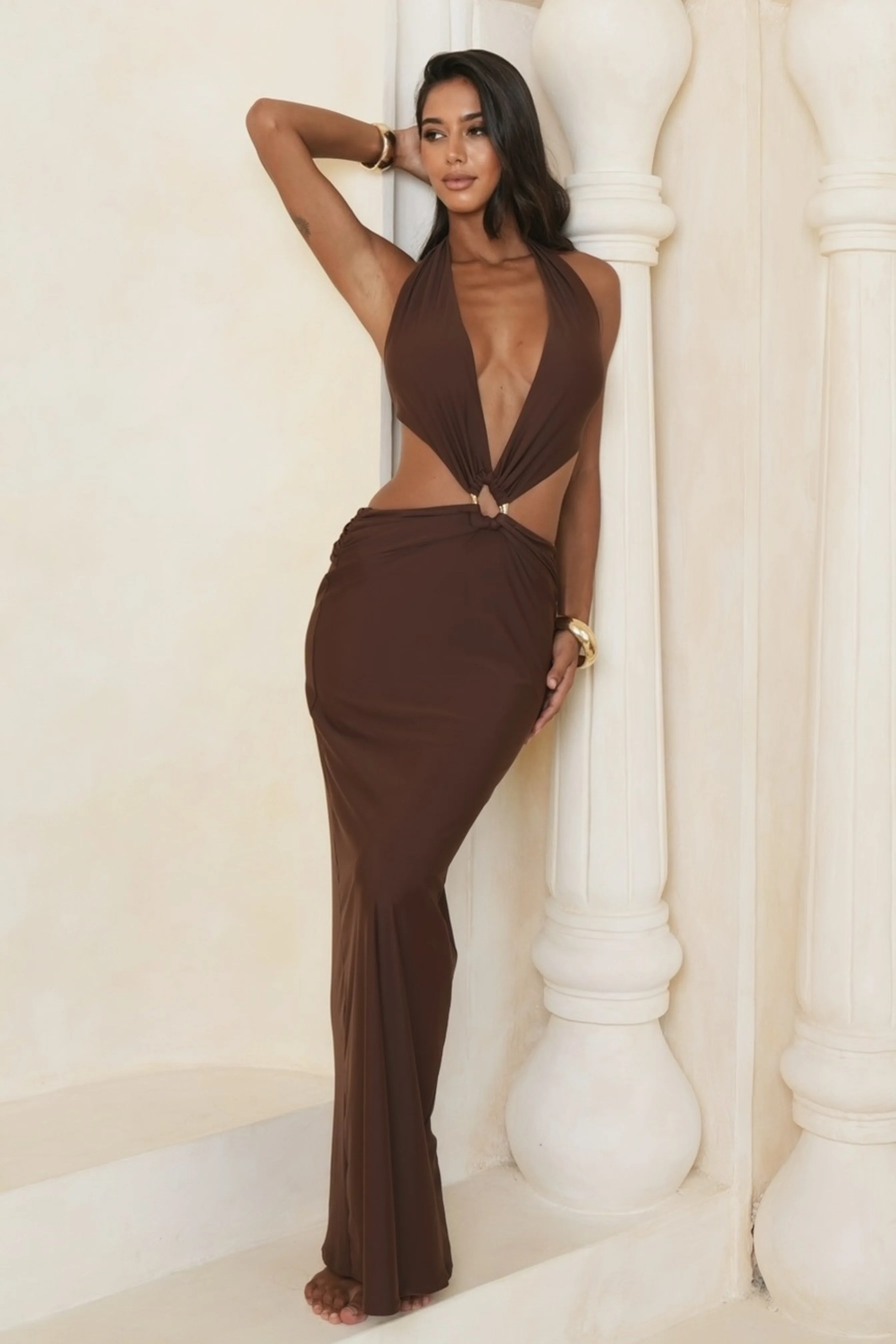 'Coffee' Polynesia Maxi Dress