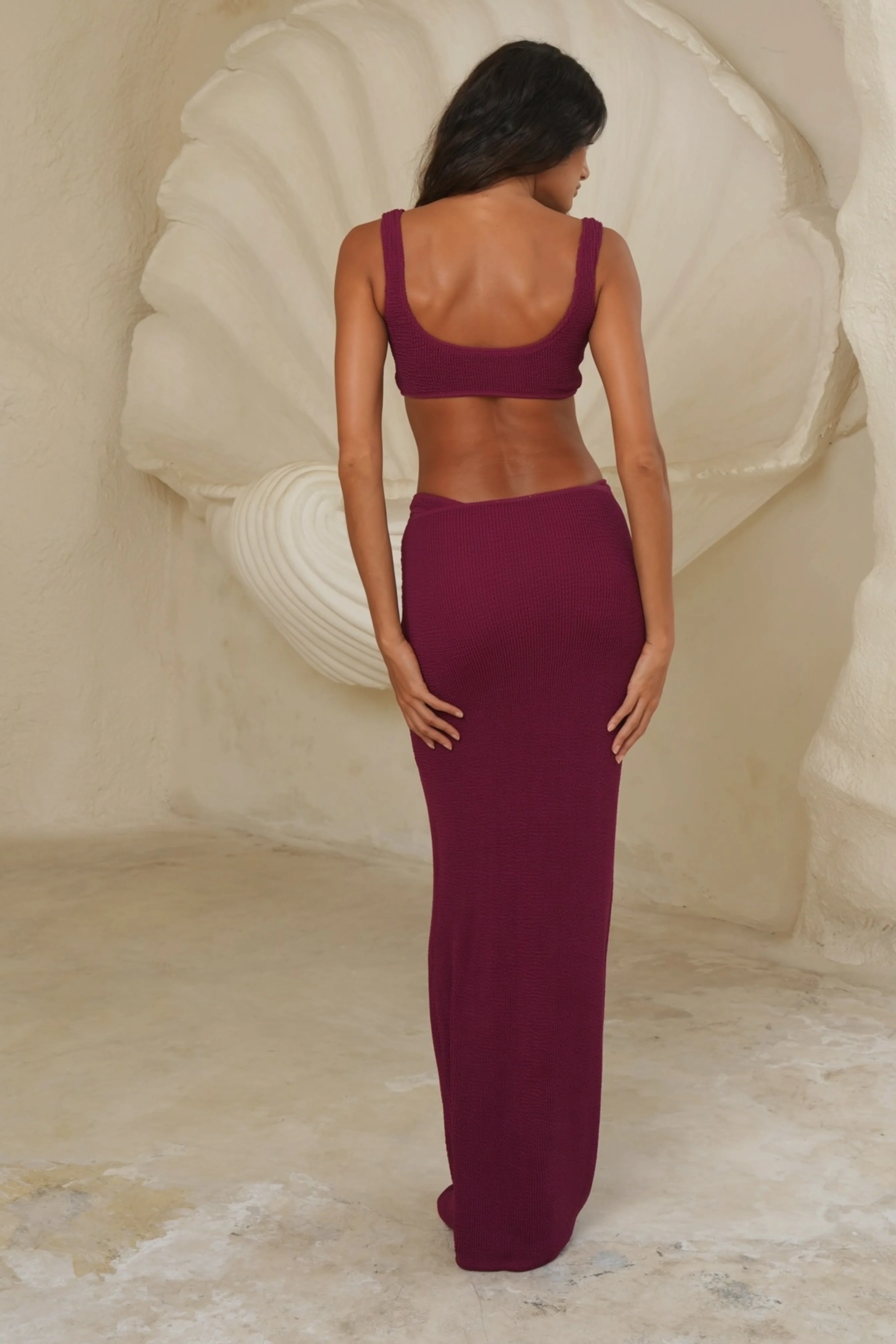 'Merlot' Laguna Scrunch Maxi Skirt - Image 6
