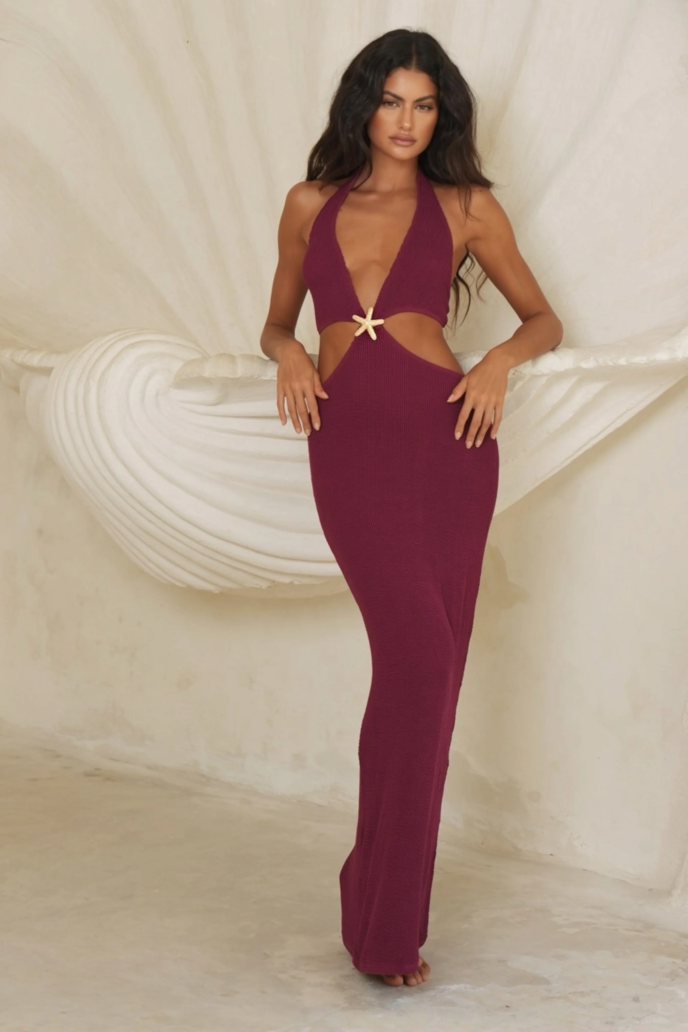 'Merlot' Sevan Scrunch Maxi Dress