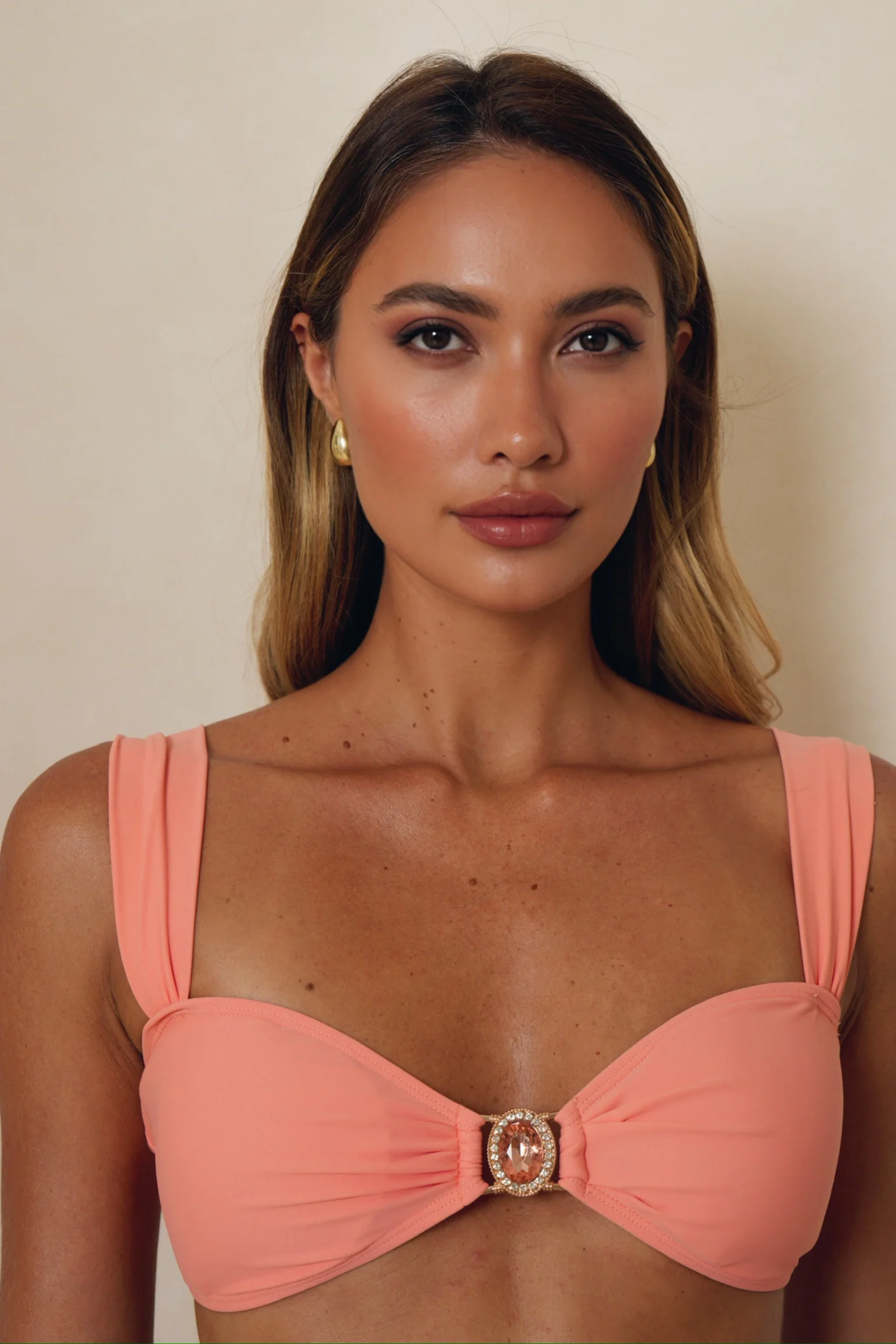 'Peach' Wide Strap Bikini Top - Image 4