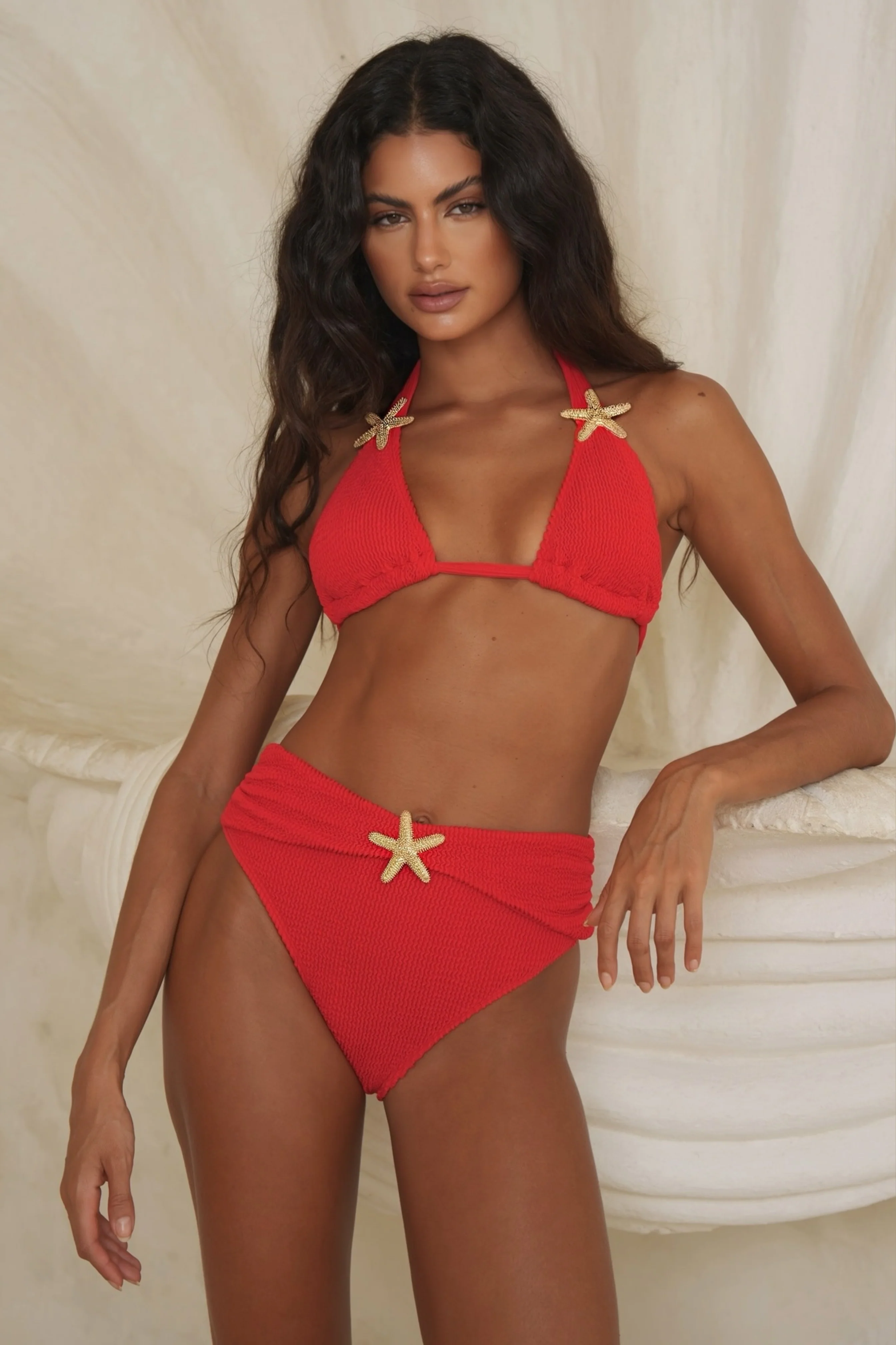 'Red' Carmen Scrunch Triangle Bikini Top - Image 4