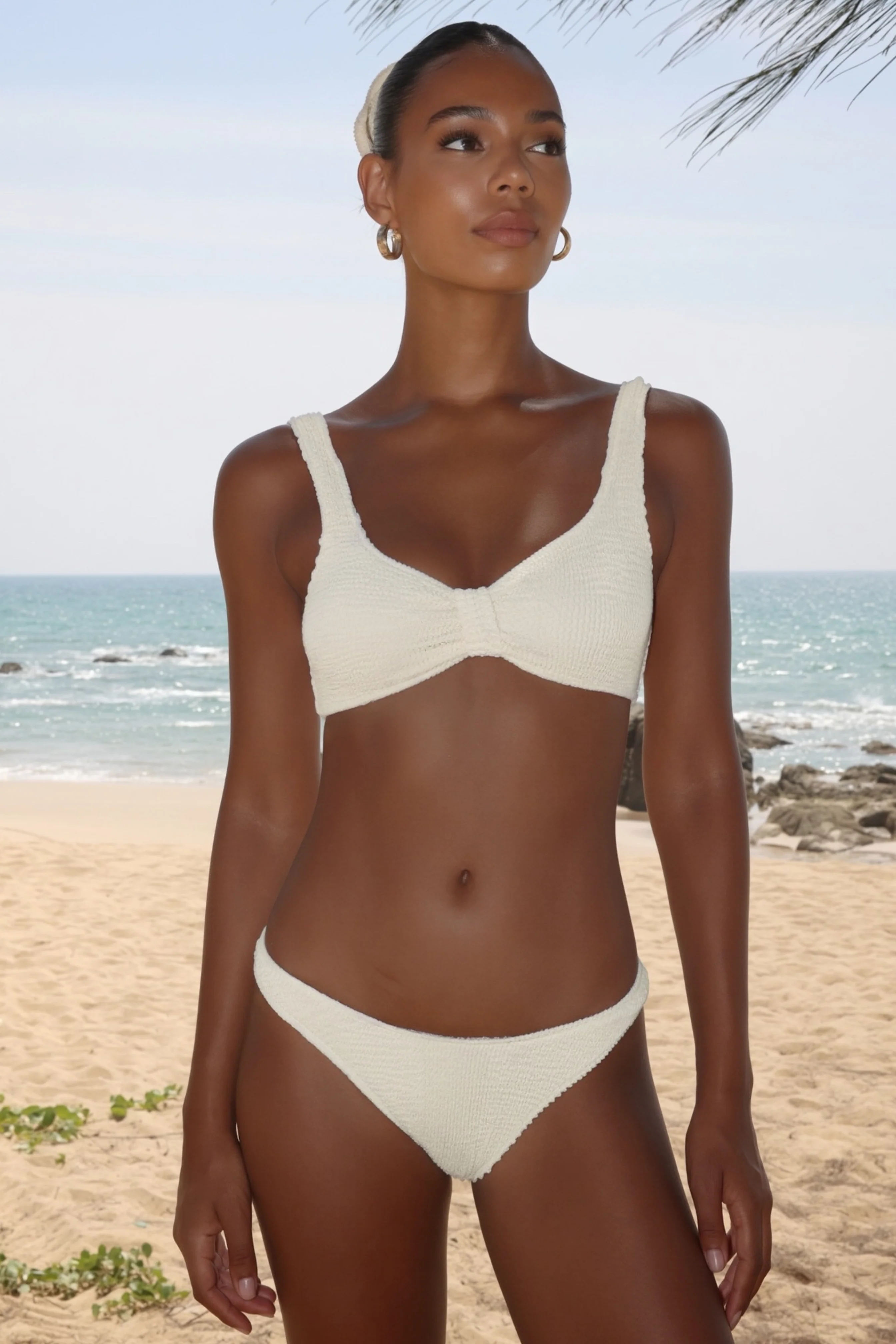 'Coconut' Scrunch Knot Bikini Top