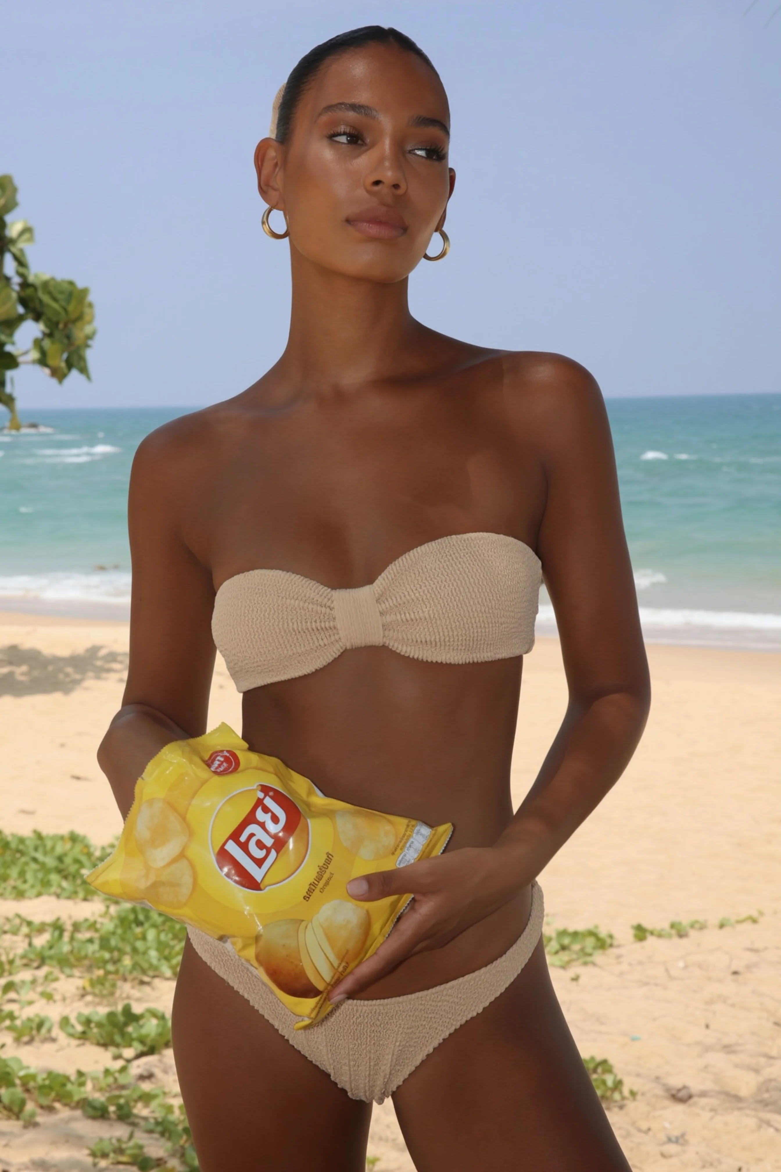'Light Caramel' Scrunch Bandeau Bikini Top