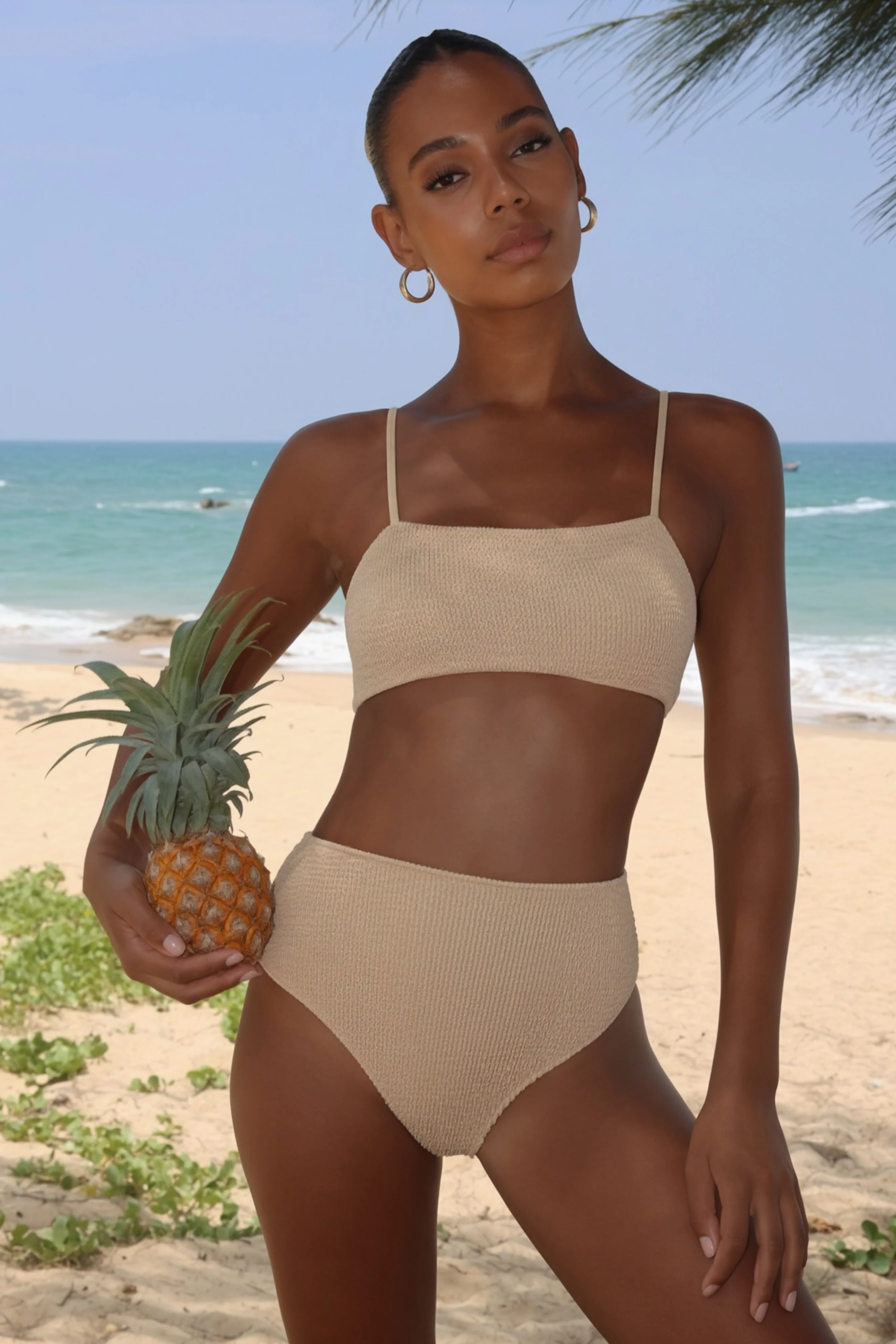 'Light Caramel' Scrunch High Waist Bikini Bottoms - Image 3