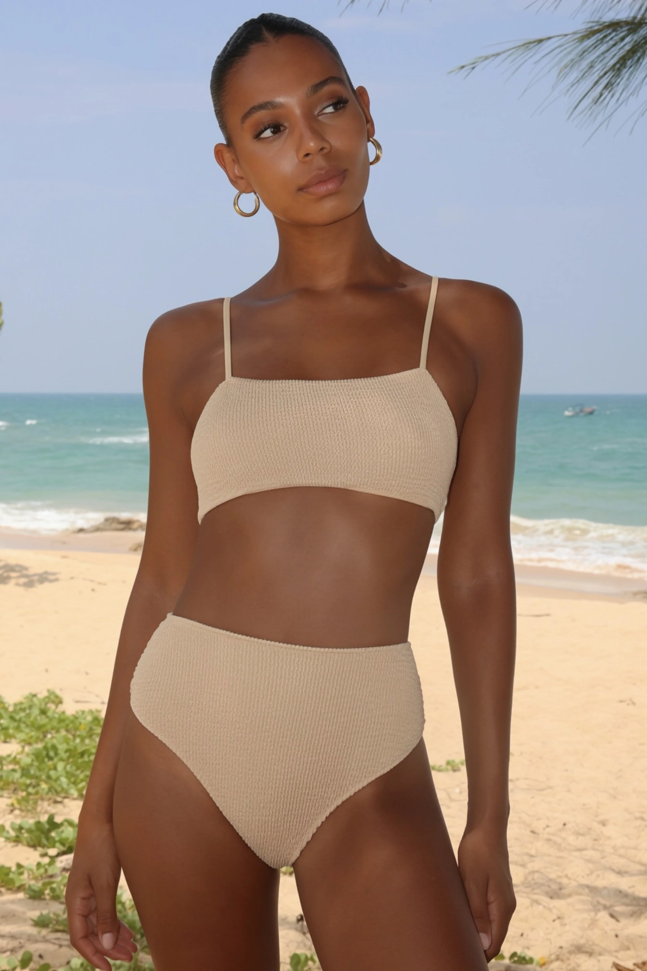 'Light Caramel' Scrunch High Waist Bikini Bottoms - Image 4